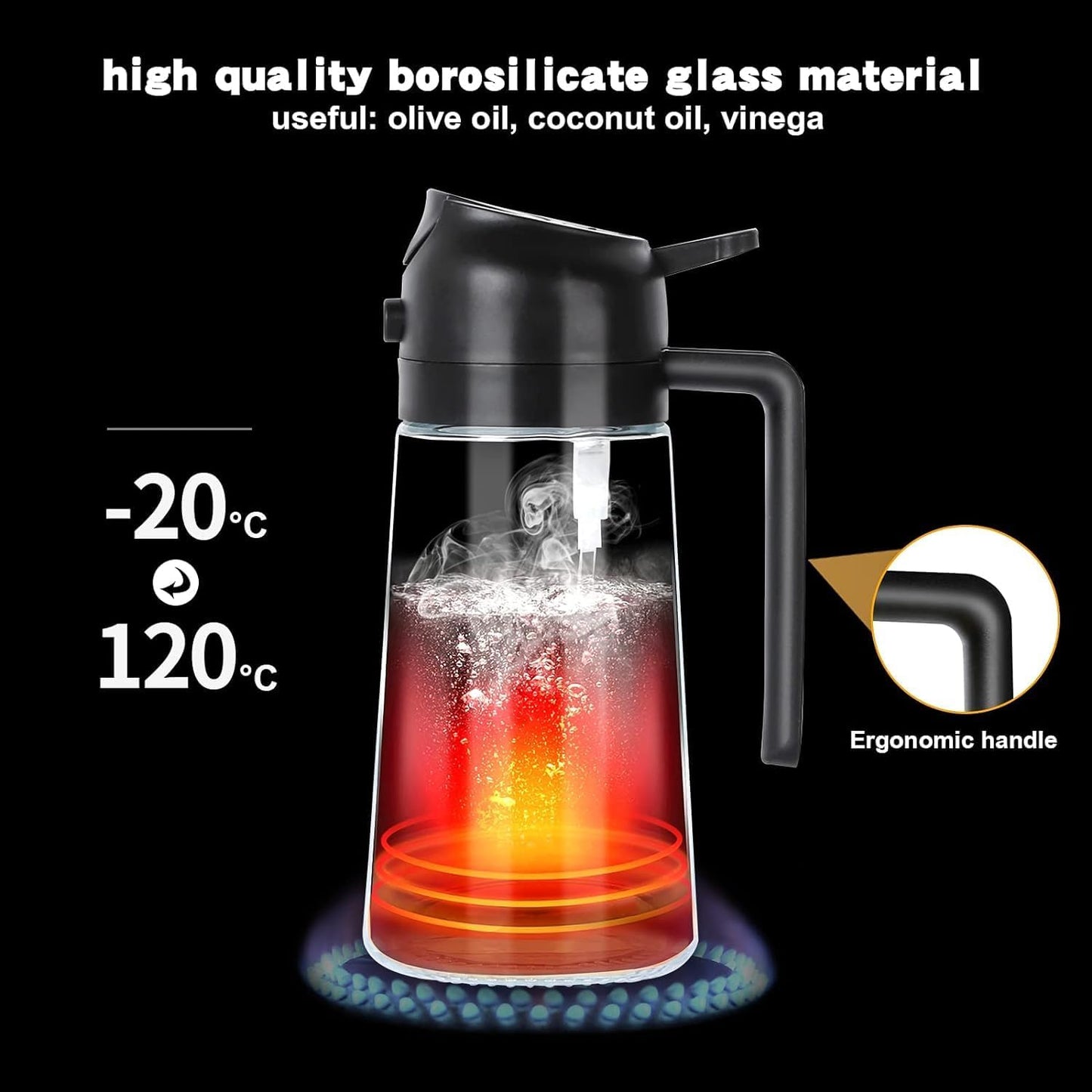 Oil dispenser spray bottle for cooking