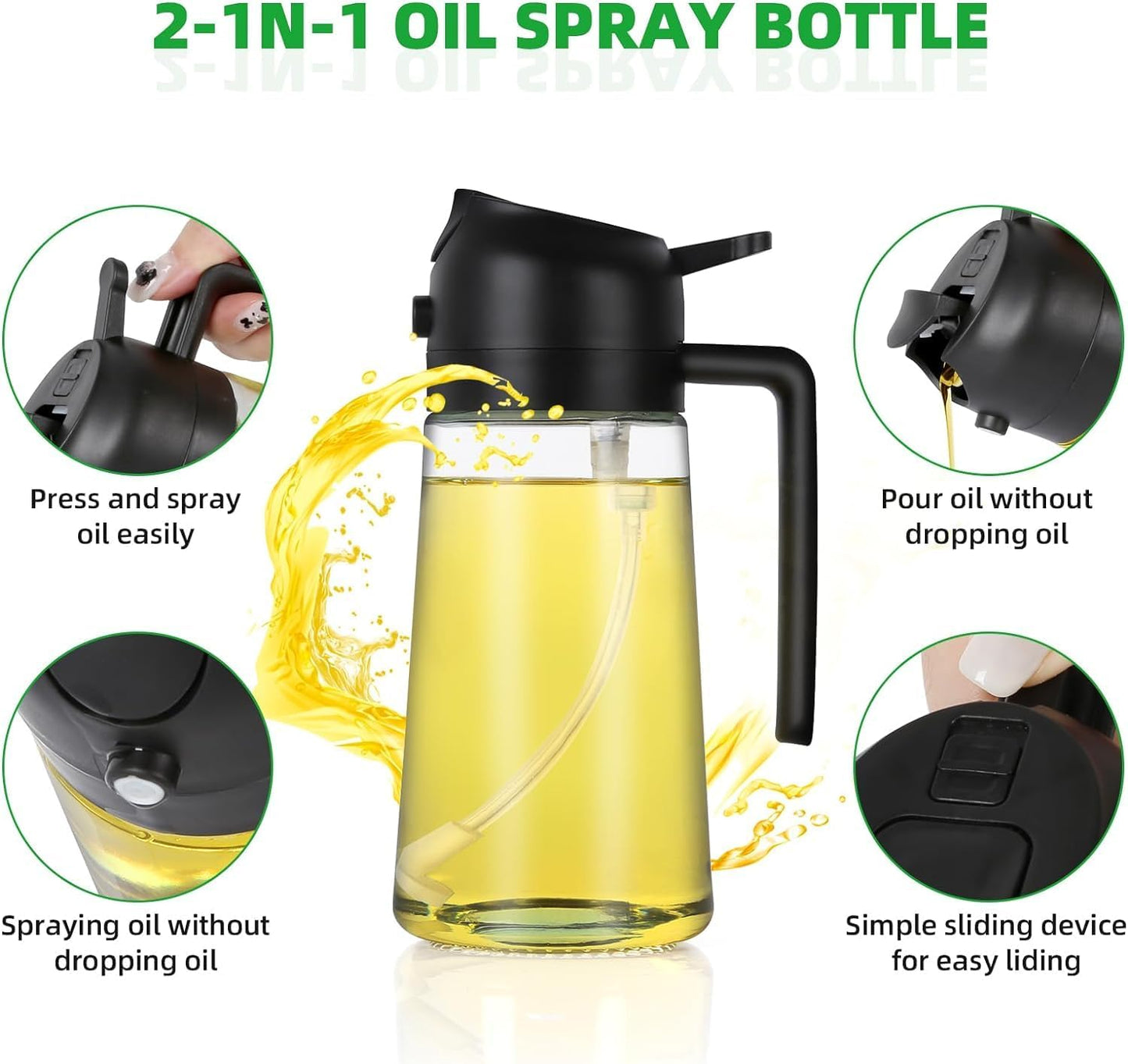 Oil dispenser spray bottle for cooking