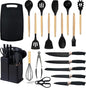 Mitsico 19 pcs Silicone Kitchen Set Utensils with 11 Pieces Spatula and 6 Piece Sharp Knife