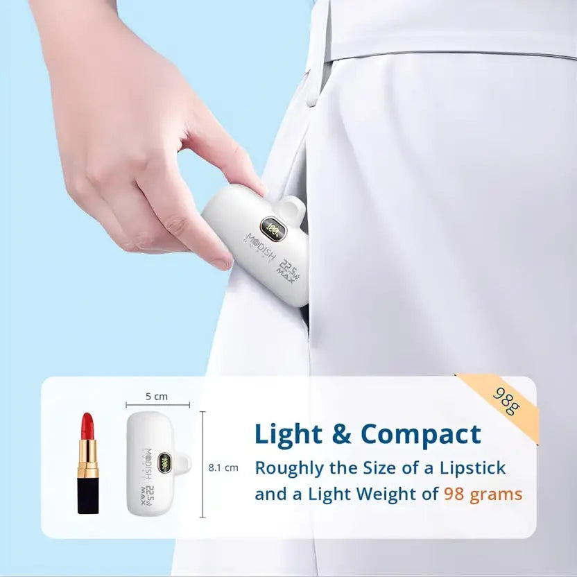 ModishOmbre 5000 mAh 22.5 W Mini Pocket Size Power Bank  (White, Lithium-ion, Fast Charging, Power Delivery 3.0, Quick Charge 3.0 for Mobile, Tablet, Speaker, Earbuds)