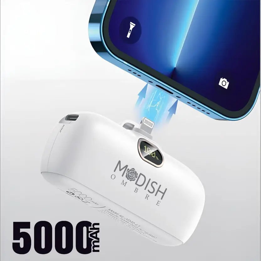 ModishOmbre 5000 mAh 22.5 W Mini Pocket Size Power Bank  (White, Lithium-ion, Fast Charging, Power Delivery 3.0, Quick Charge 3.0 for Mobile, Tablet, Speaker, Earbuds)