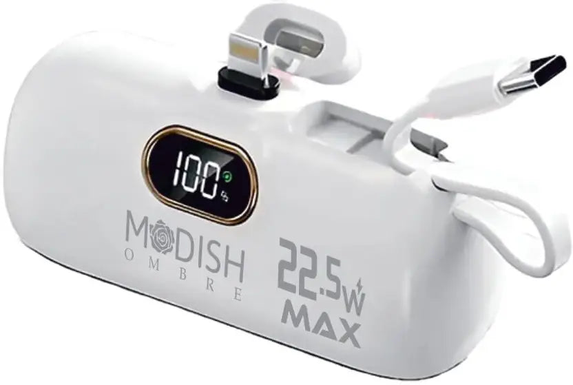 ModishOmbre 5000 mAh 22.5 W Mini Pocket Size Power Bank  (White, Lithium-ion, Fast Charging, Power Delivery 3.0, Quick Charge 3.0 for Mobile, Tablet, Speaker, Earbuds)